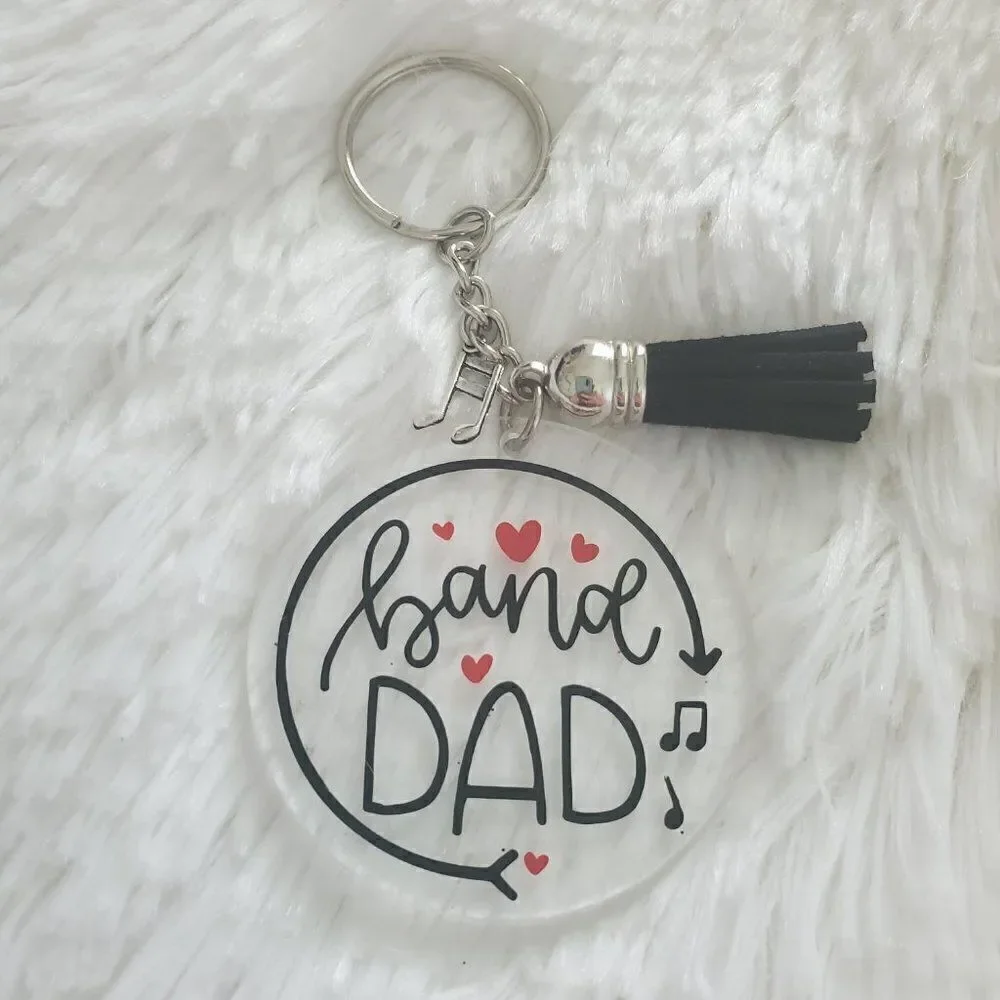Band Mom Keychain, Band Dad Keychain, Music Note Keychain